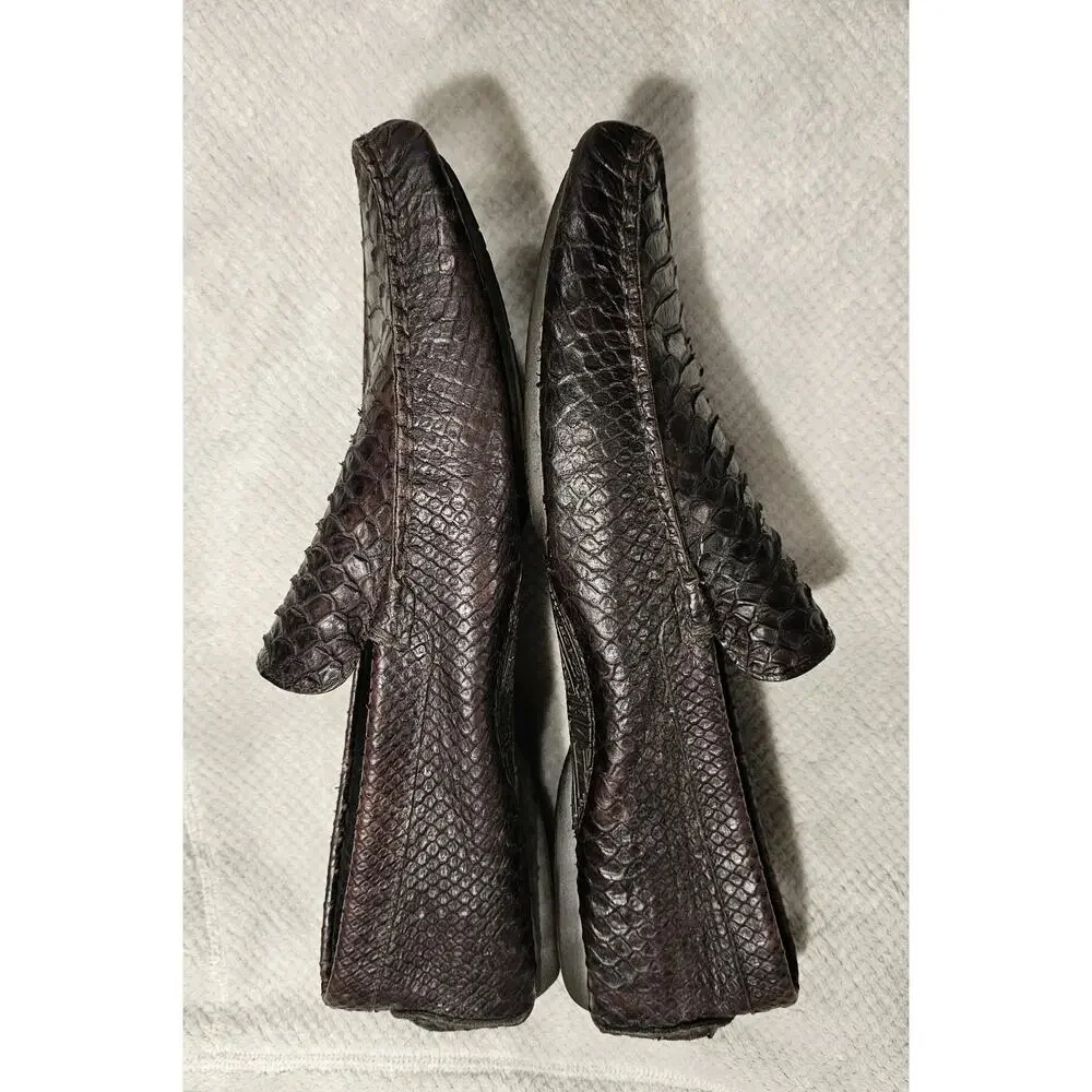COACH Gary Men's Genuine Python Snakeskin Driving Loafers Shoes Brown 11.5 D